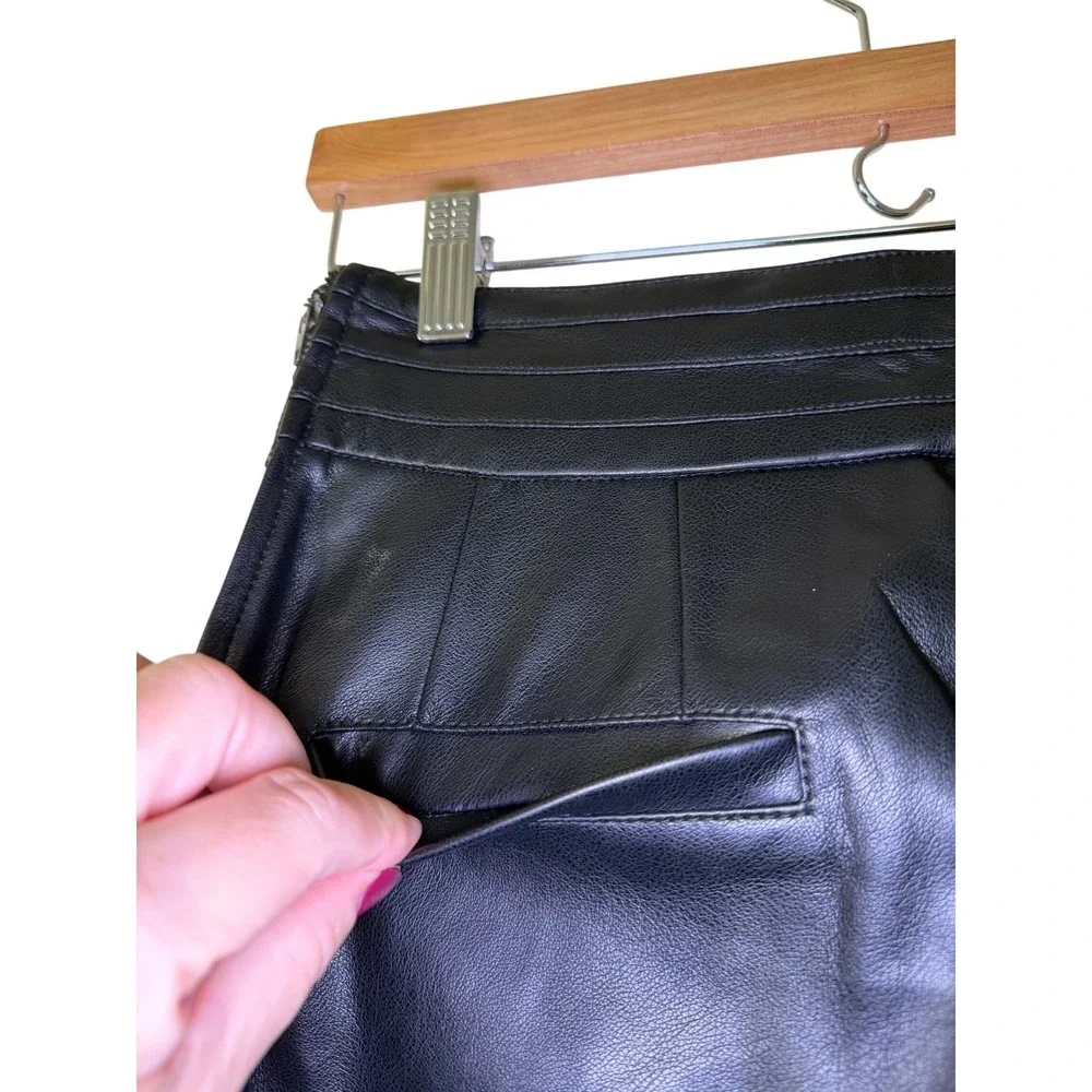 7 For All Mankind Faux Leather Pants Black Pleated Waist Womens‎ Size S